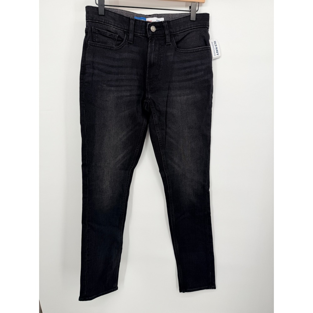 Old Navy Slim Built-In Flex Jeans Mens 30x34 Black NWT Washed Denim